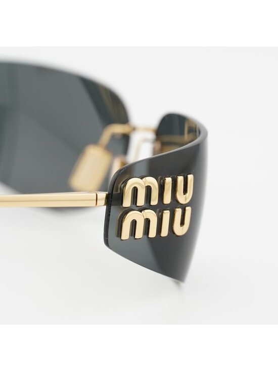 Miu Miu MUA51S 5AK5S0 Sunglasses Gold Rectangle Frame, Dark Grey Lenses main image 7